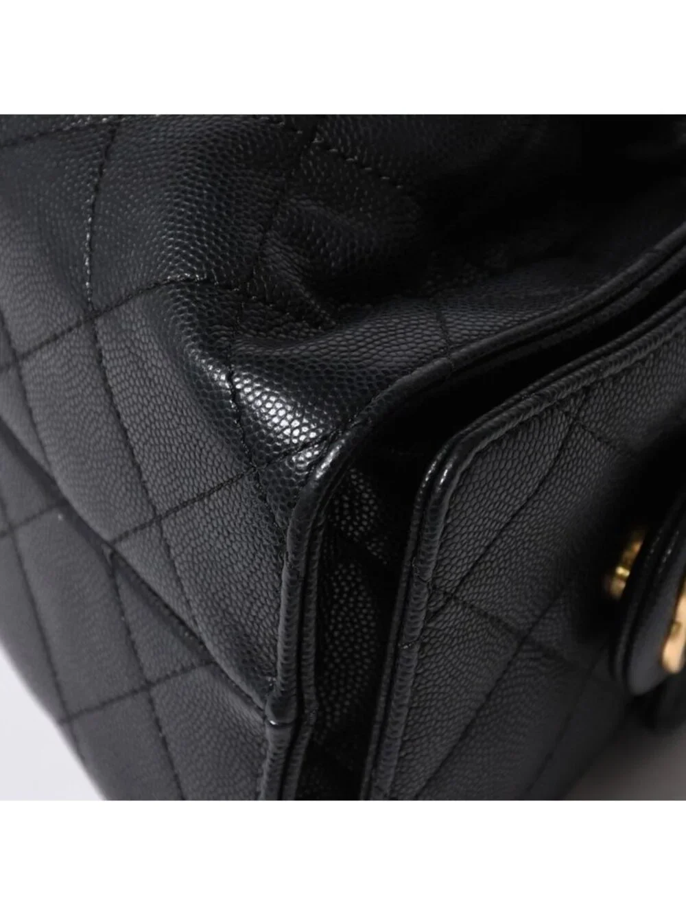 Chanel 25 Medium Chain Bag CC Logo Caviar Leather Black